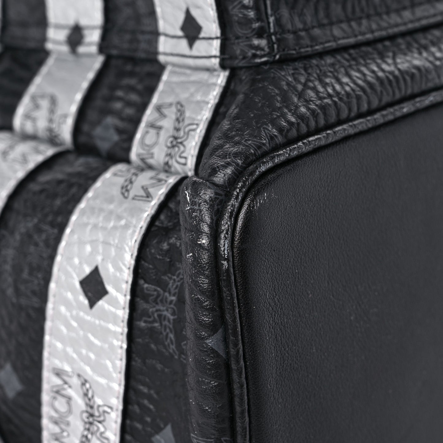 Metallic Visetos Striped Medium Stark Backpack Silver Black