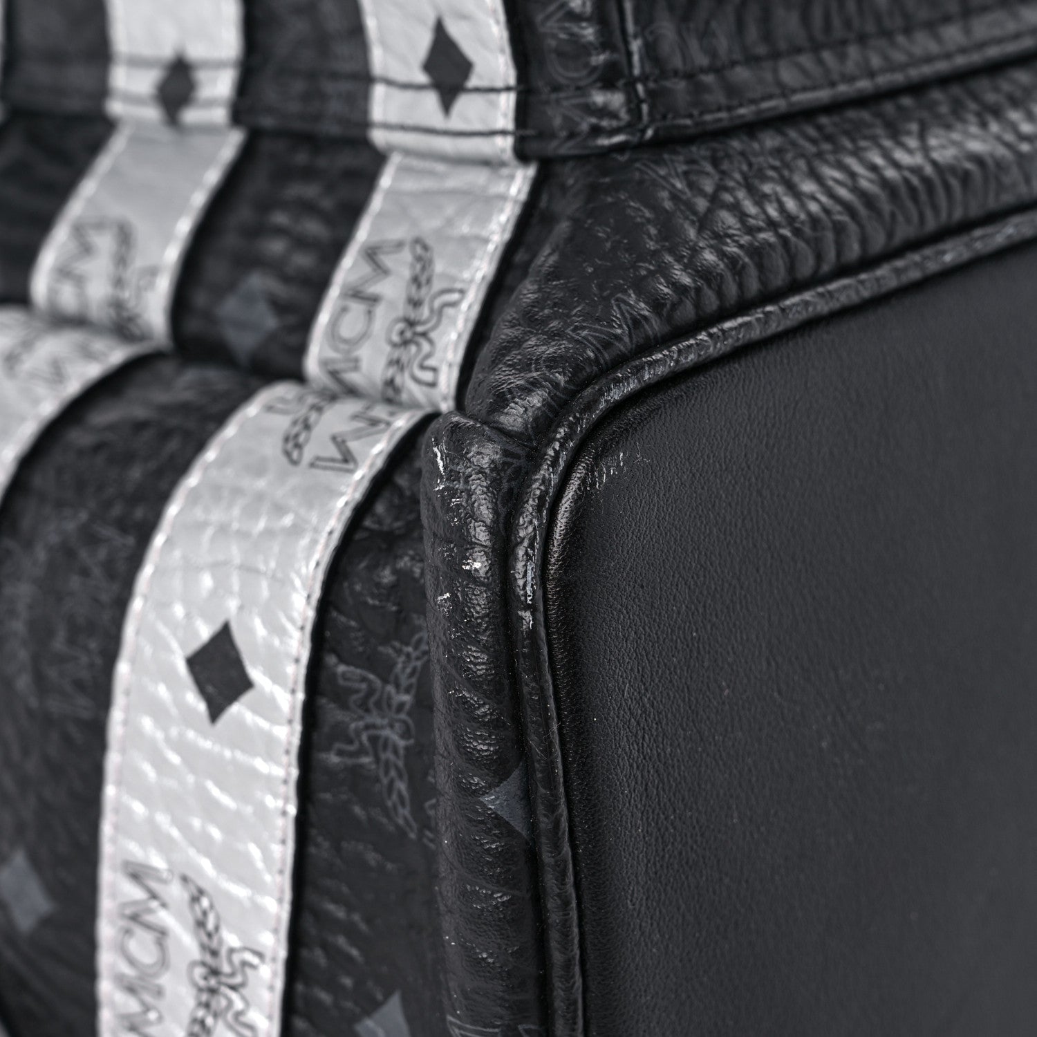 MCM Metallic Visetos Striped Medium Stark Backpack Silver Black 8 of 22