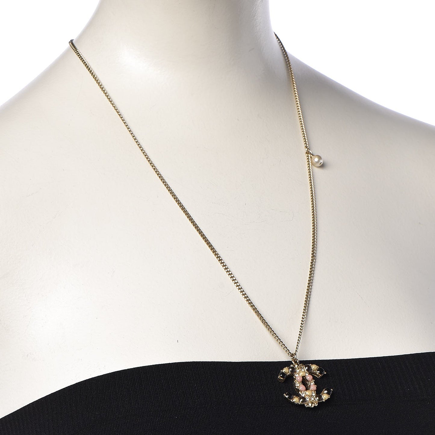 Crystal Gripoix CC Necklace Gold Multicolor