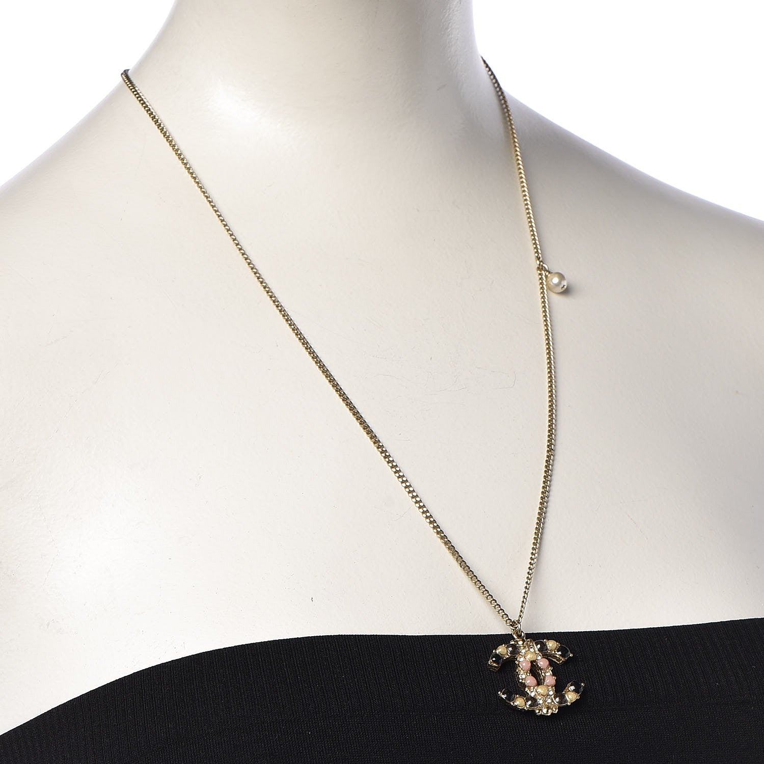 Chanel Crystal Gripoix CC Necklace Gold Multicolor 2 of 6