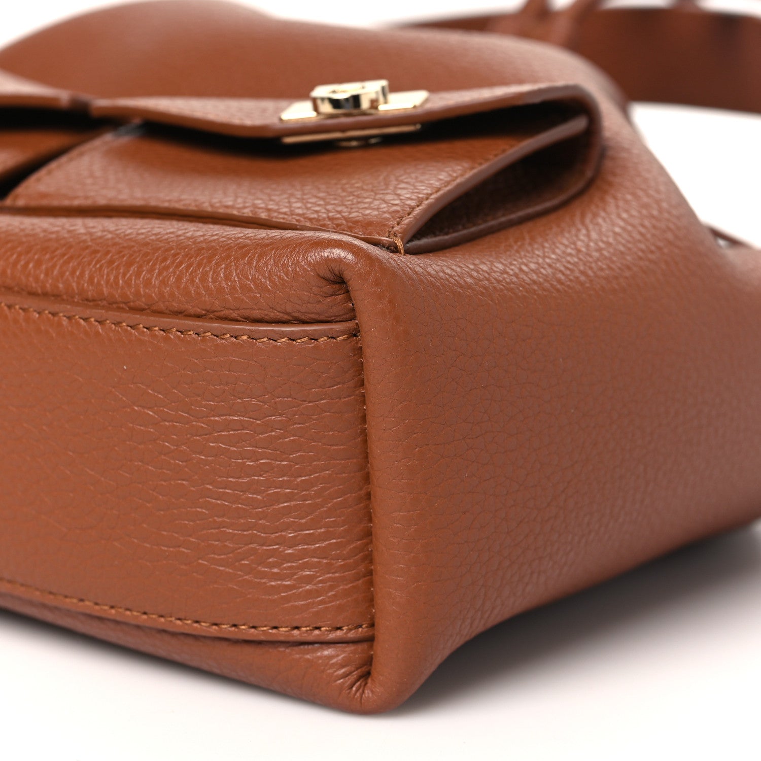 Salvatore Ferragamo Hammered Calfskin Multipocket Bucket Bag Cognac 10 of 10