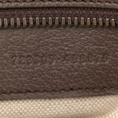 Gucci GG Supreme Monogram Textured Dollar Calfskin Web Medium Savoy Bowling Bag Beige Ebony New Acero 7 of 15