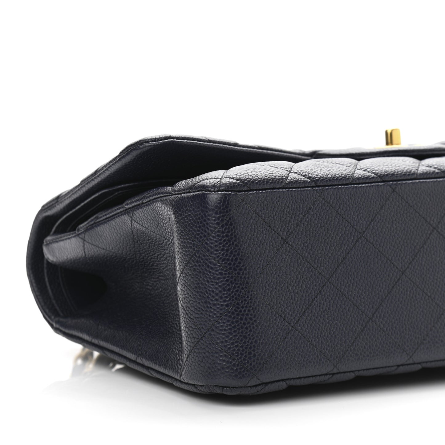 Caviar Quilted Jumbo Double Flap Navy Blue