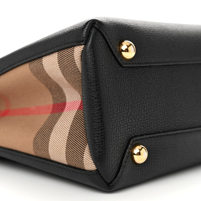Burberry Derby Calfskin House Check Small Banner Tote Black 9 of 14