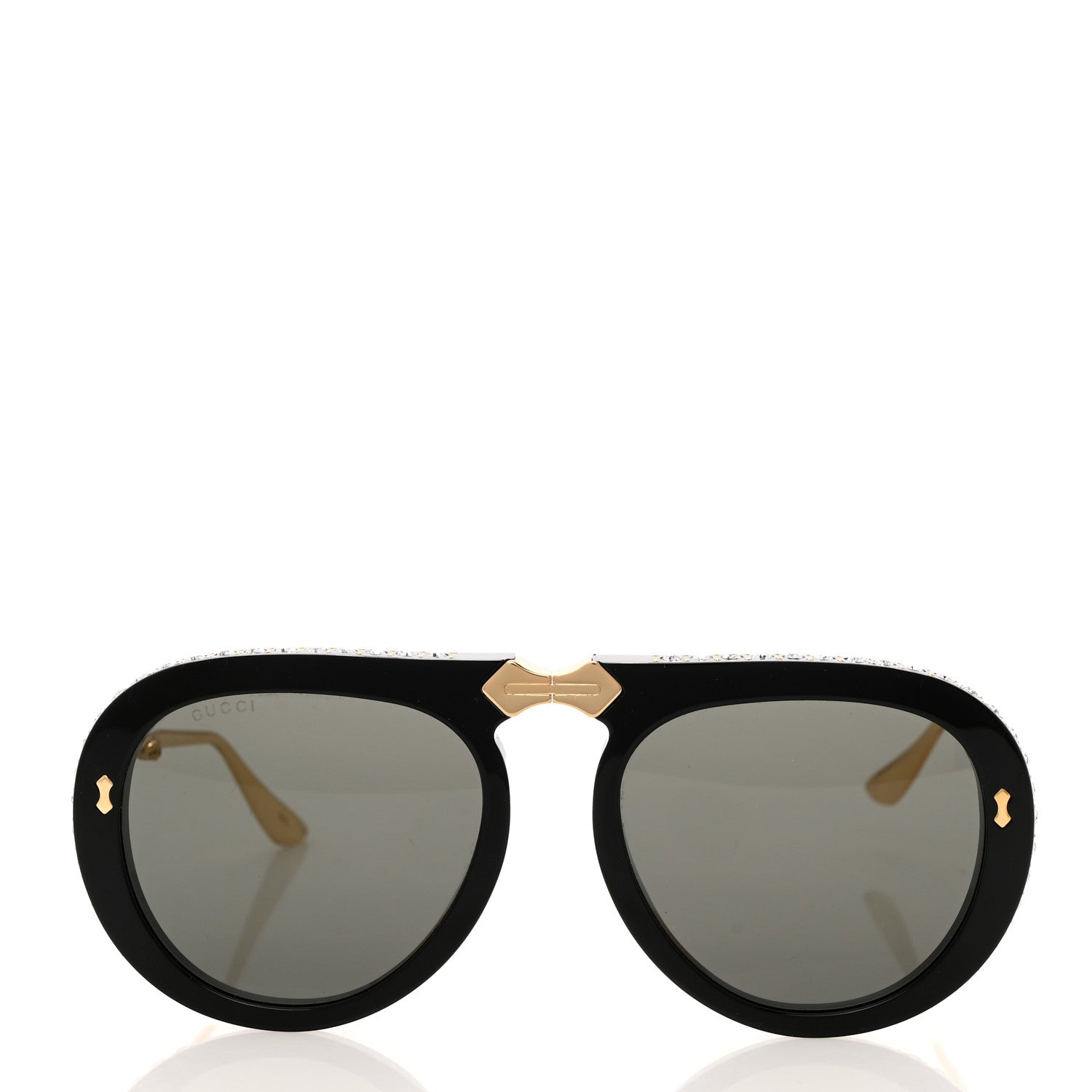 Gucci Acetate Crystal Foldable Aviator Sunglasses GG0307S Black 3 of 9