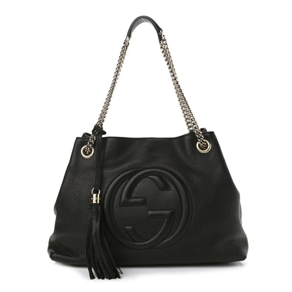 Gucci Pebbled Calfskin Medium Soho Chain Shoulder Bag Black 1 of 13