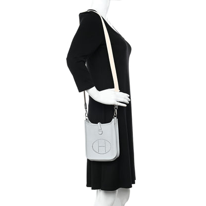 Hermes Taurillon Clemence Amazone Evelyne TPM Bleu Pale Nata 2 of 9