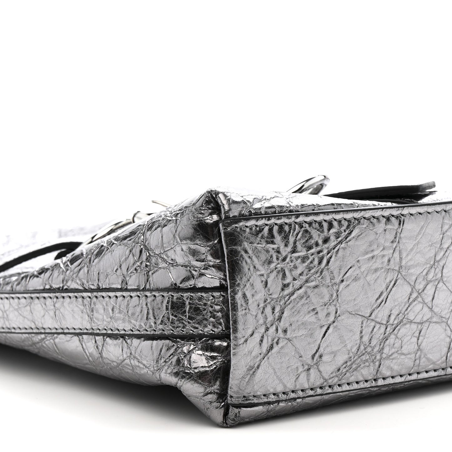 Metallic Calfskin Small Voyou Bag Silver