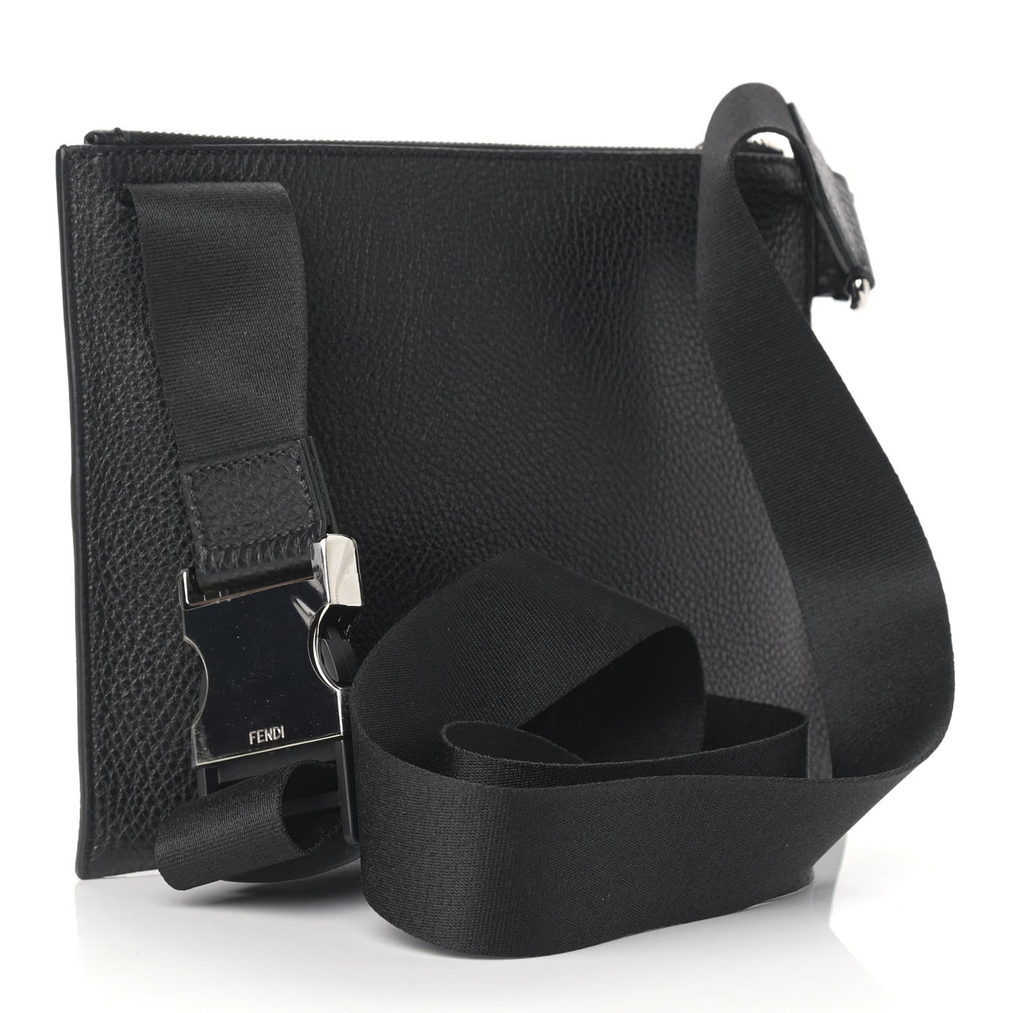 Cuoio Romano Selleria Fendi Stamp Patch Messenger Black Grigio