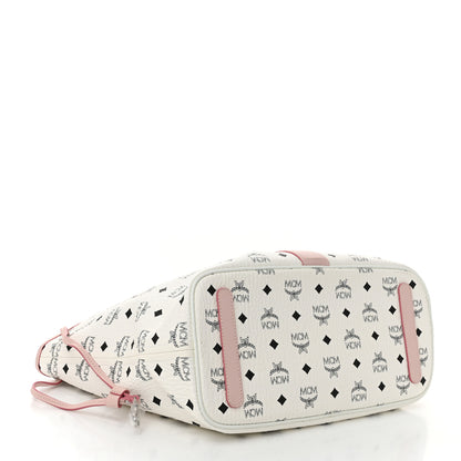 MCM Visetos Medium Liz Reversible Shopper Tote White Soft Pink 8 of 22