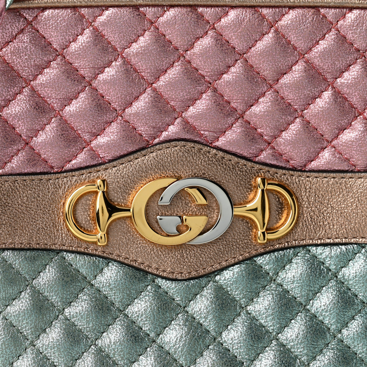 Gucci Laminated Nappa Trapuntata Small Zumi Shoulder Bag Rosa Lago Rame 8 of 10