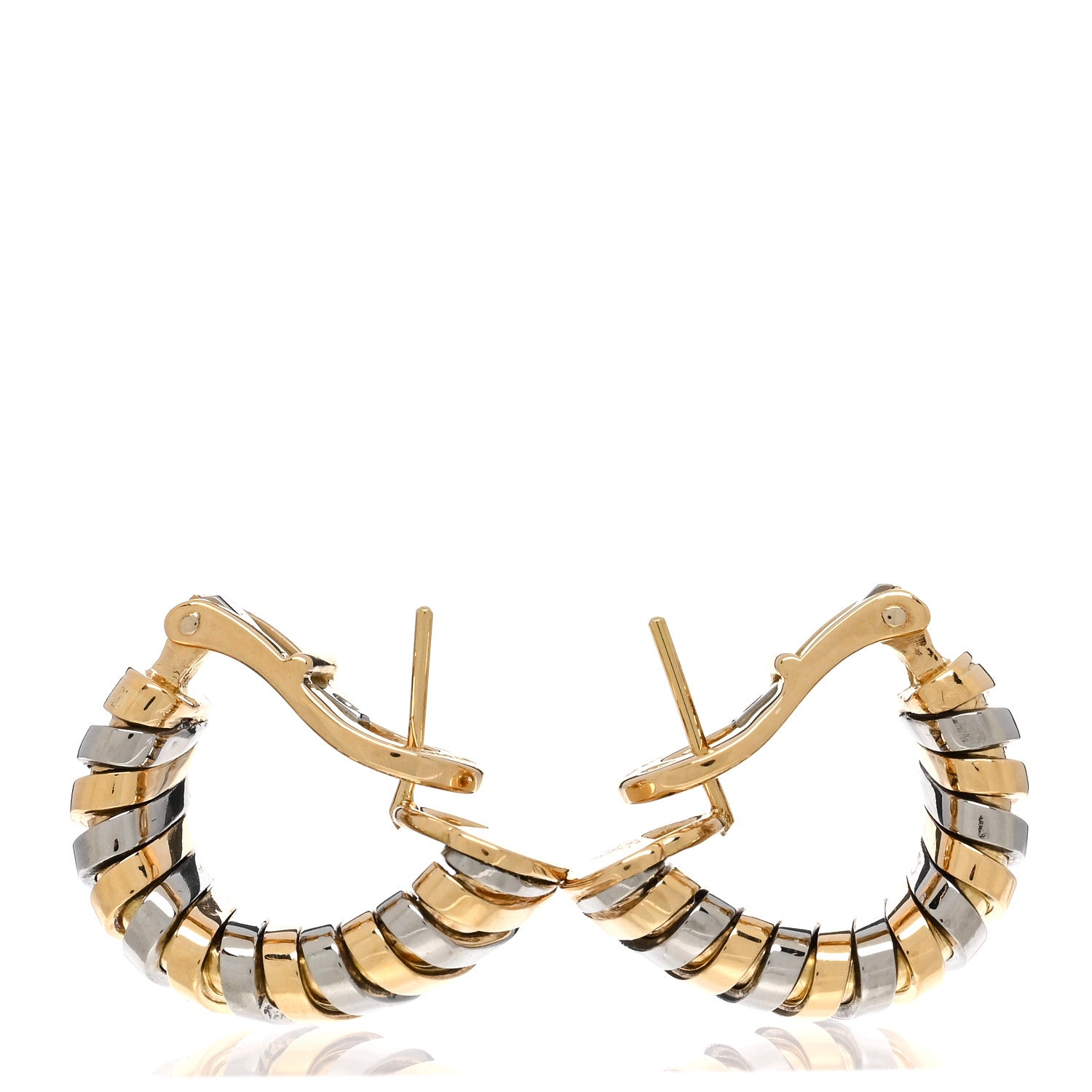 Bulgari 18K Yellow Gold Stainless Steel Tubogas Earrings 3 of 4