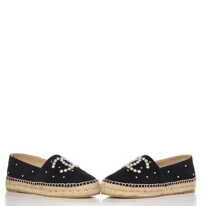 Chanel Suede Pearl CC Espadrilles 37 Black 10 of 12