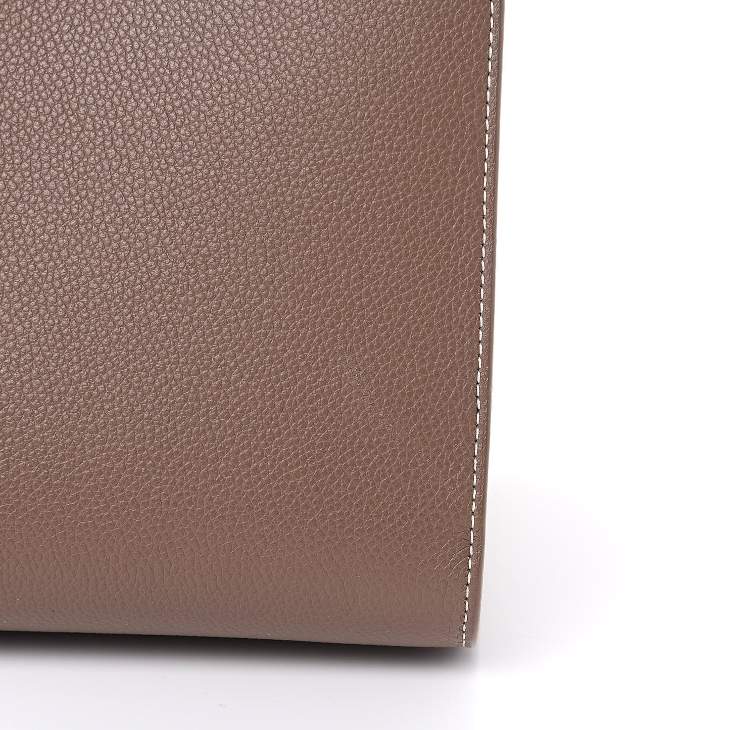 Grained Calfskin Topstitch Small Classic Sac De Jour Taupe