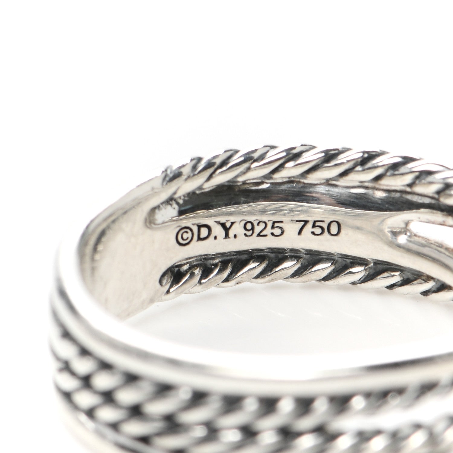 David Yurman Sterling Silver 18K Yellow Gold 6mm X Crossover Ring 54 6.75 4 of 4