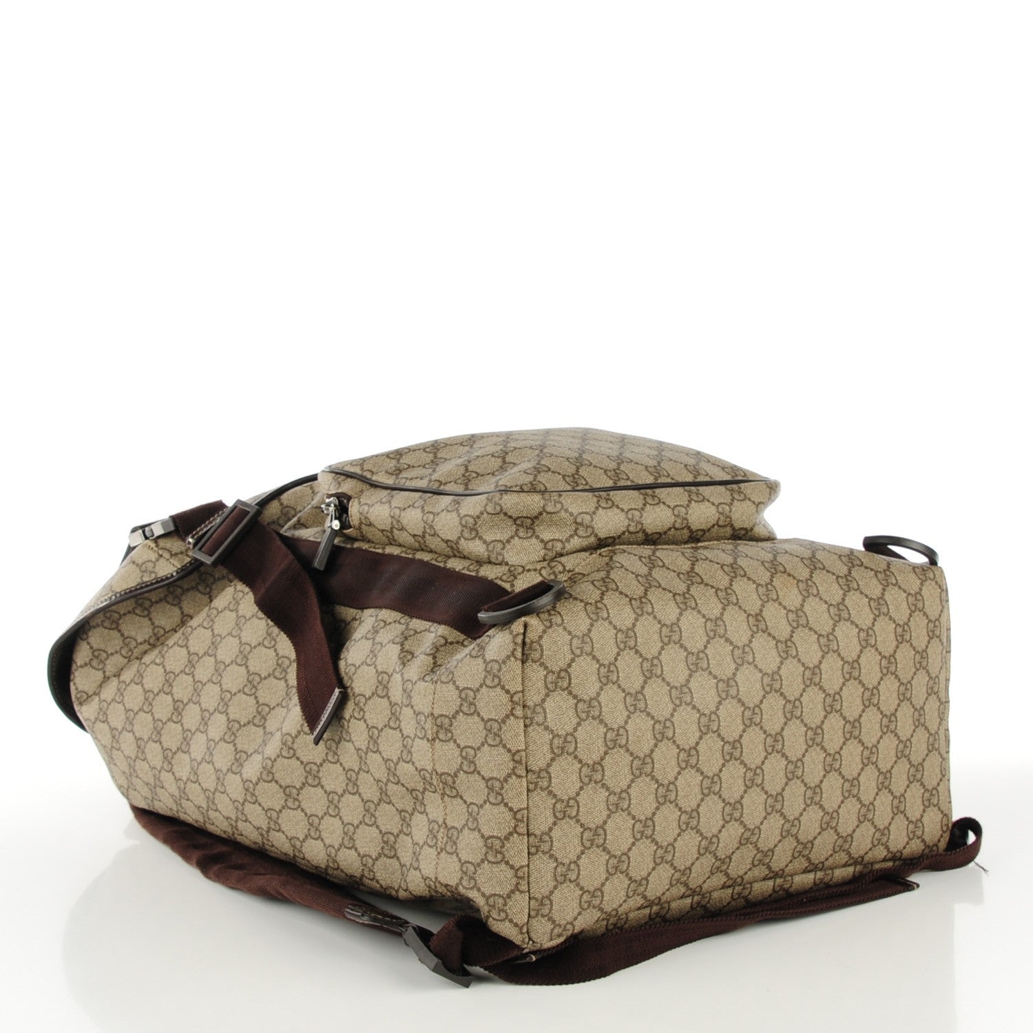 Gucci Monogram GG Supreme Large Interlocking G Double Buckle Backpack Brown 4 of 7