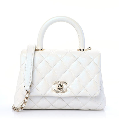 Chanel Iridescent Caviar Quilted Extra Mini Coco Handle Flap White 1 of 12