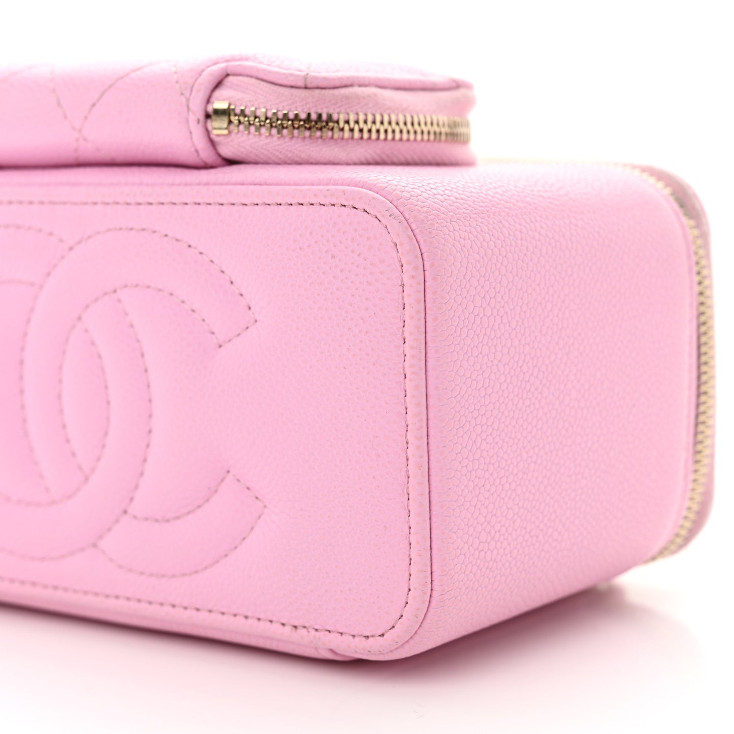 Caviar Quilted Top Handle Pocket Vanity Case Lilac