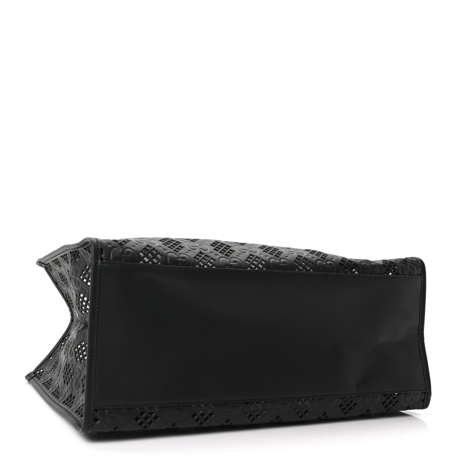 Gucci Calfskin GG Monogram Diamond Cut Medium Ophidia Tote Bag Black 5 of 10