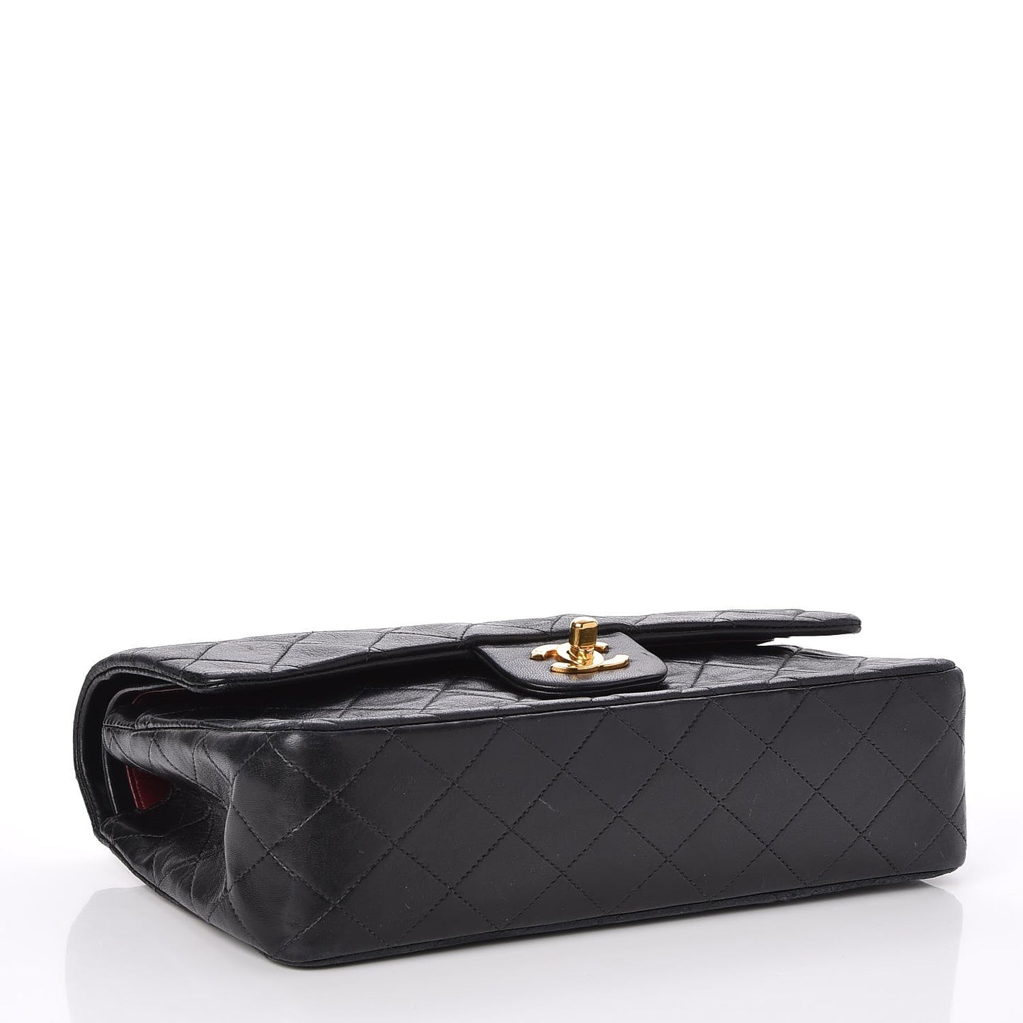 Lambskin Quilted Medium Double Flap Black