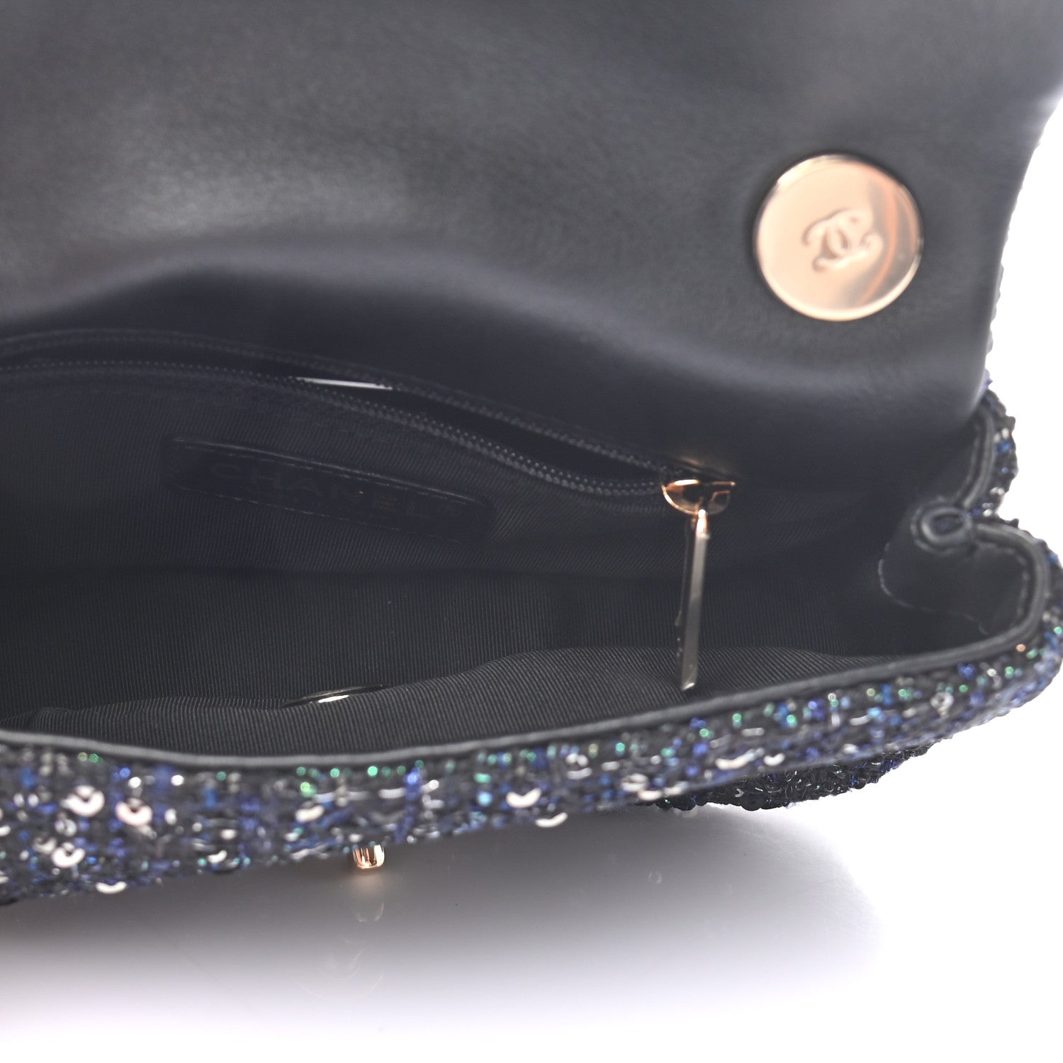 Chanel Tweed Mini Pearl Handle Flap Black Ecru 5 of 10