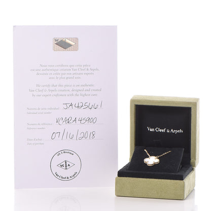 Van Cleef & Arpels 18K Yellow Gold Mother of Pearl Vintage Alhambra Pendant Necklace 7 of 7
