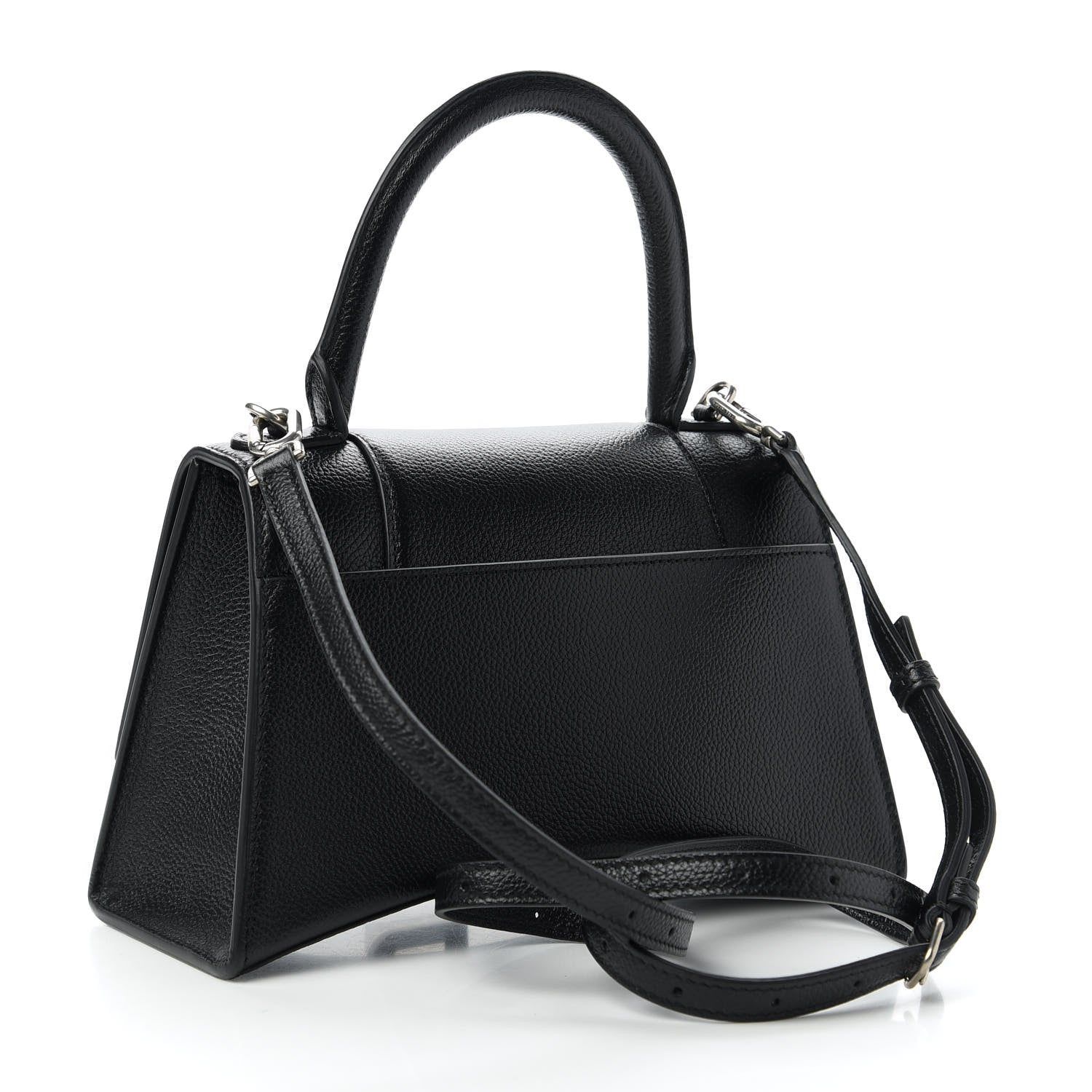 Balenciaga Grained Calfskin Small Hourglass Top Handle Bag Black 2 of 7