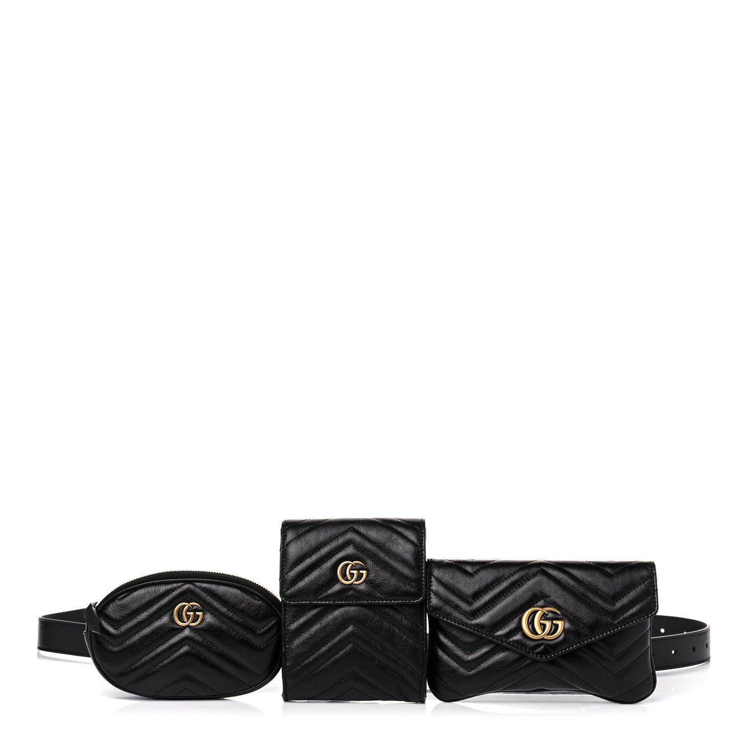 Calfskin Matelasse GG Marmont 2.0 Multi Belt Bag 95 38 Black