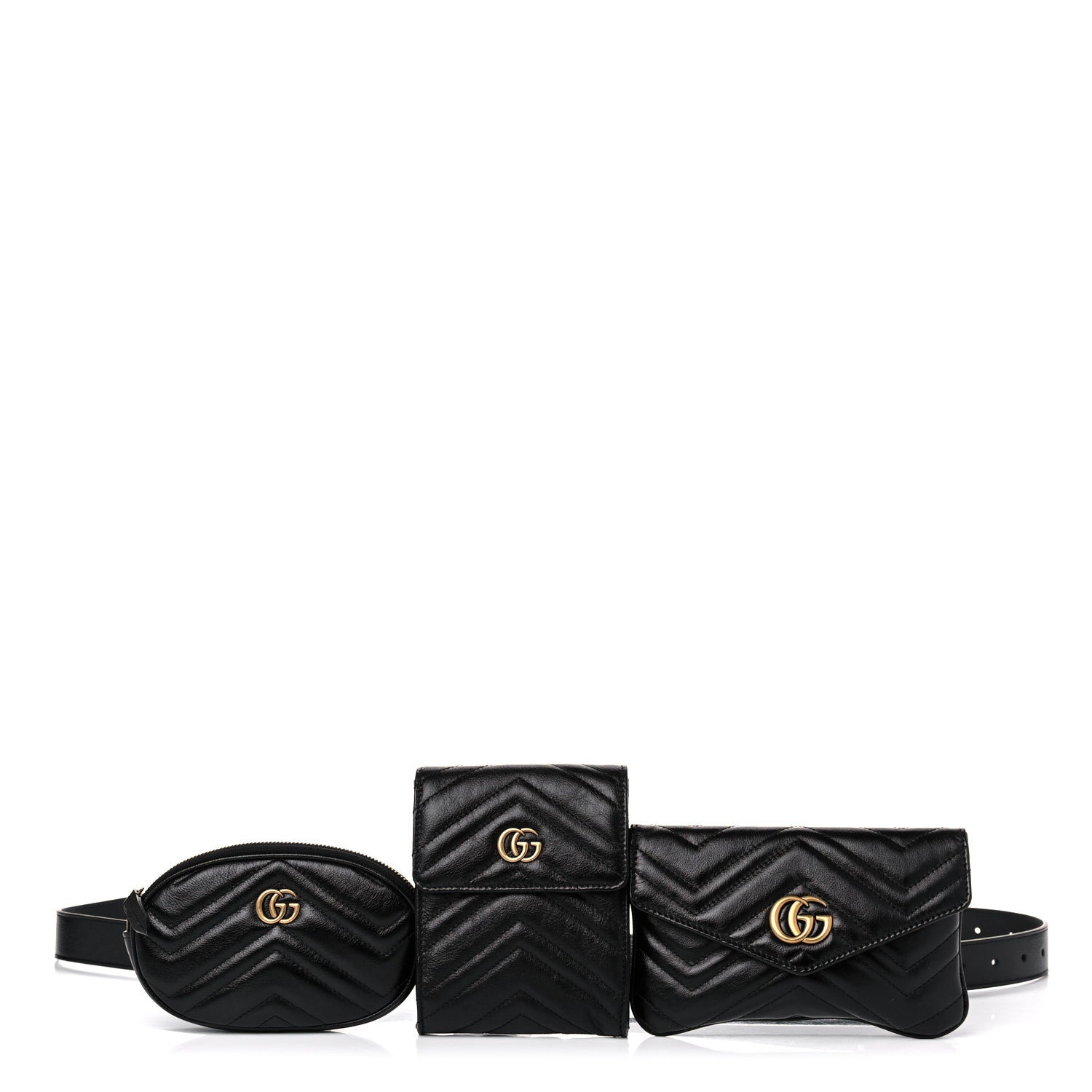 Gucci Calfskin Matelasse GG Marmont 2.0 Multi Belt Bag 95 38 Black 1 of 11
