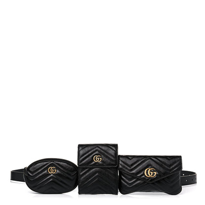 Gucci Calfskin Matelasse GG Marmont 2.0 Multi Belt Bag 95 38 Black 1 of 11