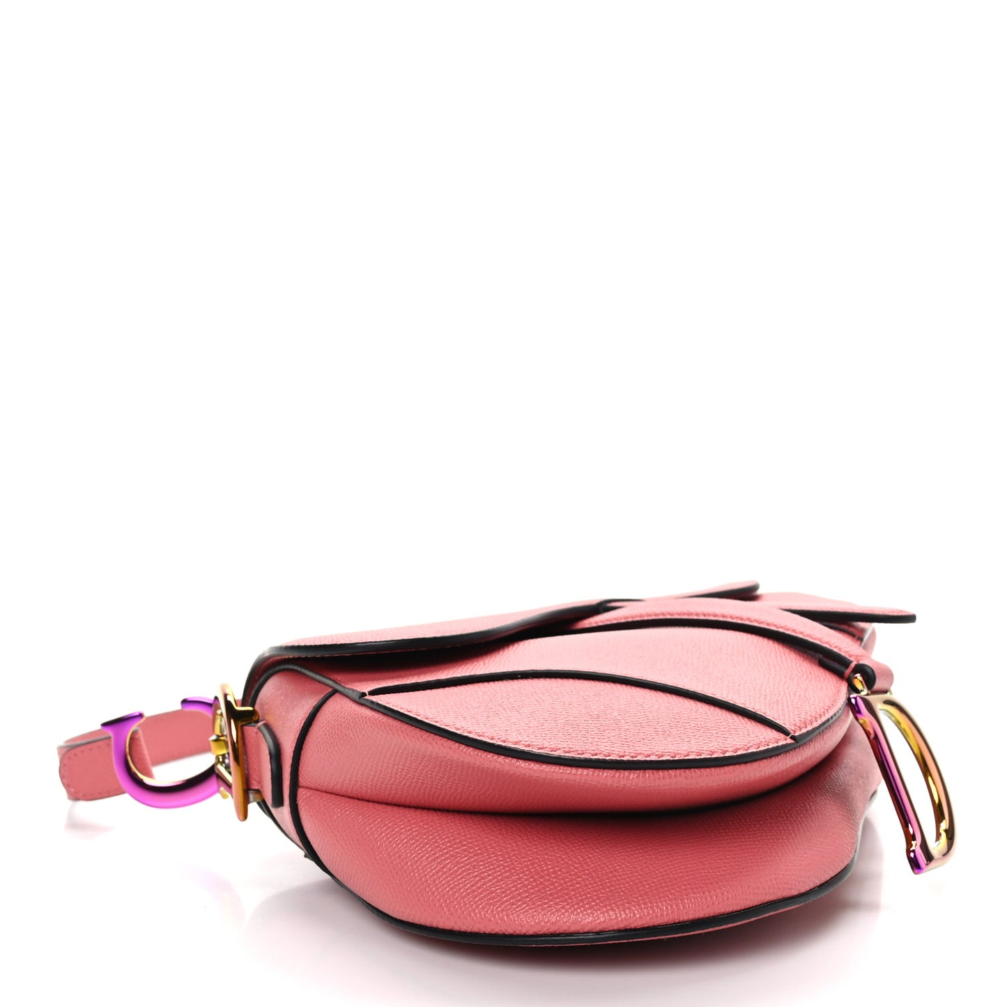 Grained Calfskin Saddle Bag Pink