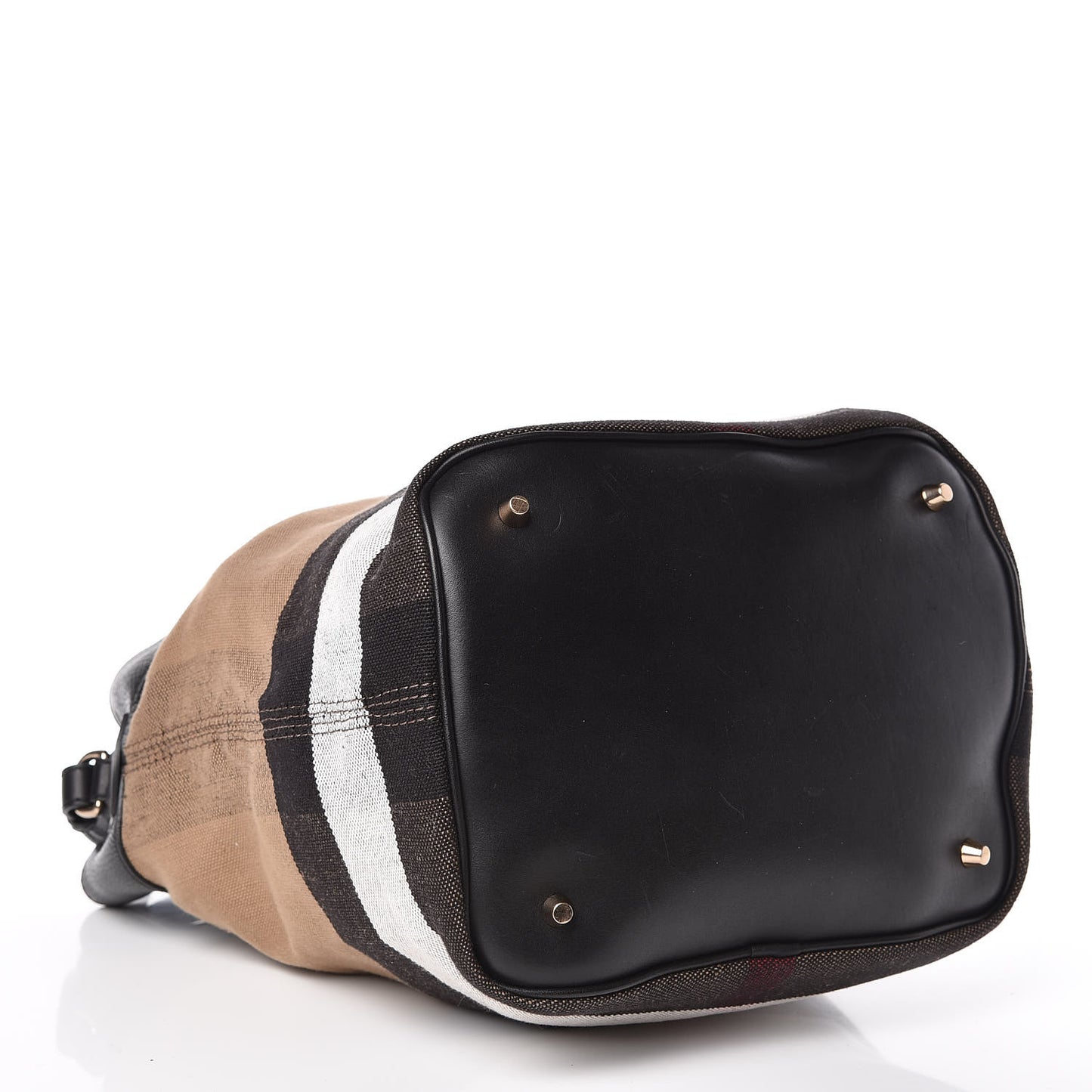 Grainy Calfskin Canvas Mega Check Medium Ashby Tassel Hobo Black