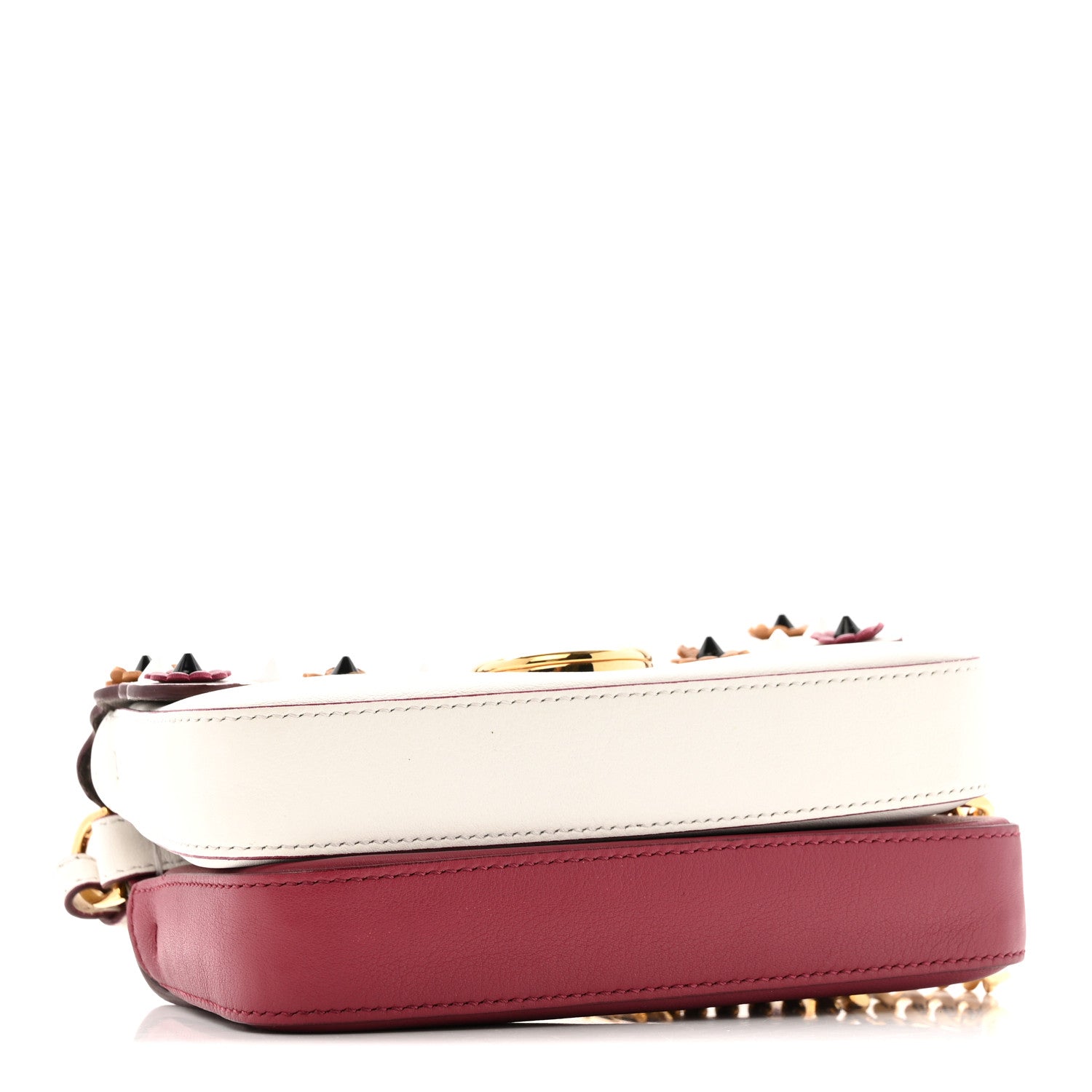 Fendi Vitello Dolce Nappa Flowerland Studded F is Fendi FF Micro Double Baguette White Multicolor 4 of 14