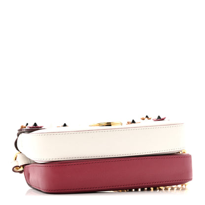 Fendi Vitello Dolce Nappa Flowerland Studded F is Fendi FF Micro Double Baguette White Multicolor 4 of 14