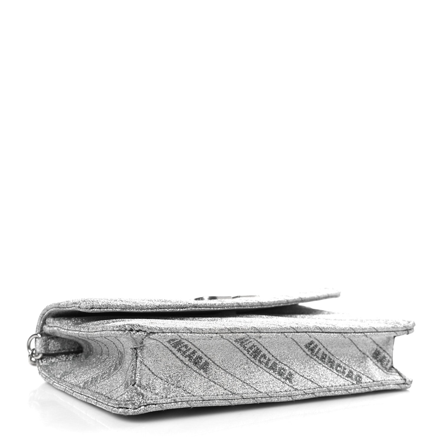 Balenciaga Glitter Logo Matelasse BB Wallet On Chain Silver 4 of 9