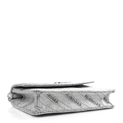 Balenciaga Glitter Logo Matelasse BB Wallet On Chain Silver 4 of 9