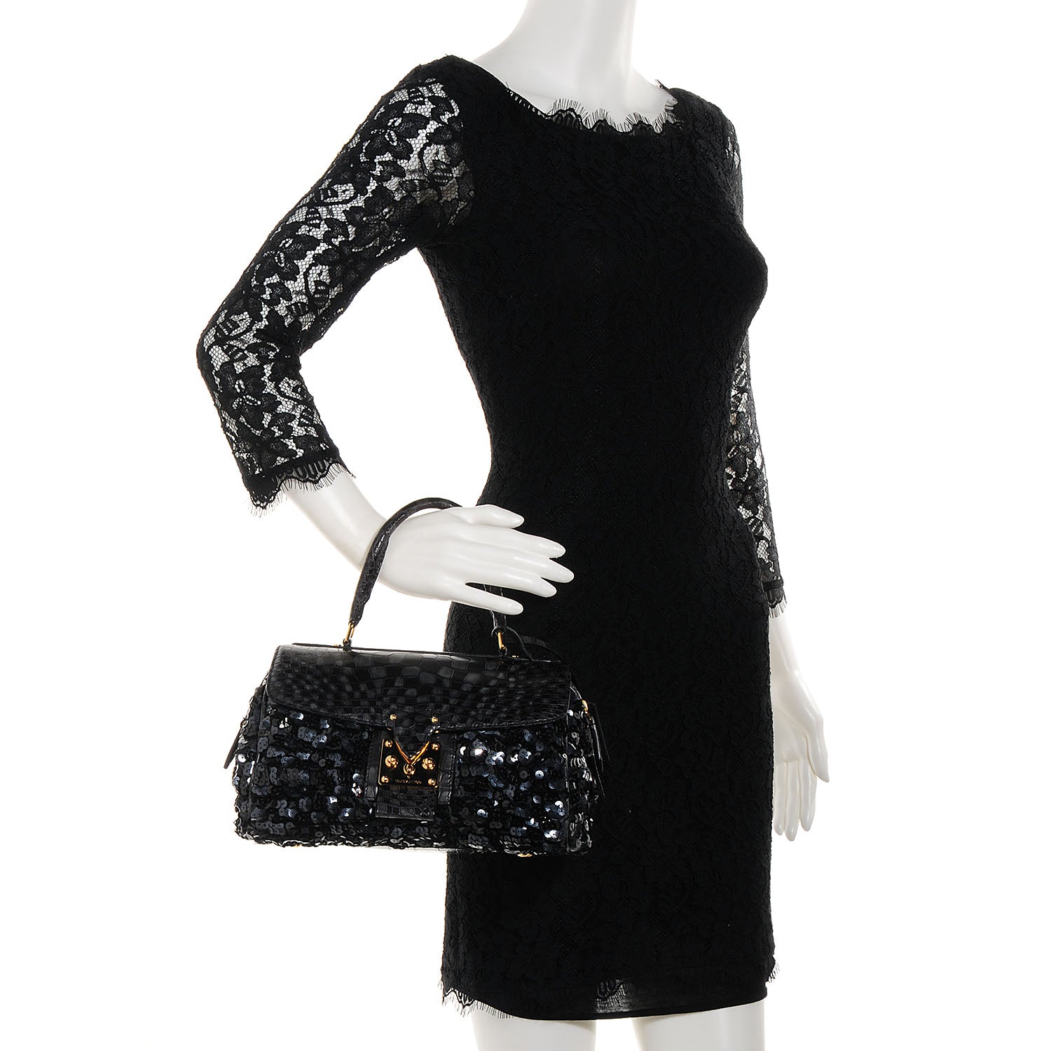 Louis Vuitton Damier Alligator Sequin Virtuose Carrousel Black 2 of 8