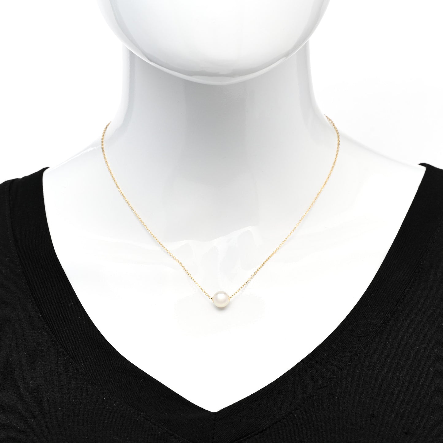 18K Yellow Gold Akoya Pearl 8mm Single Pendant Necklace