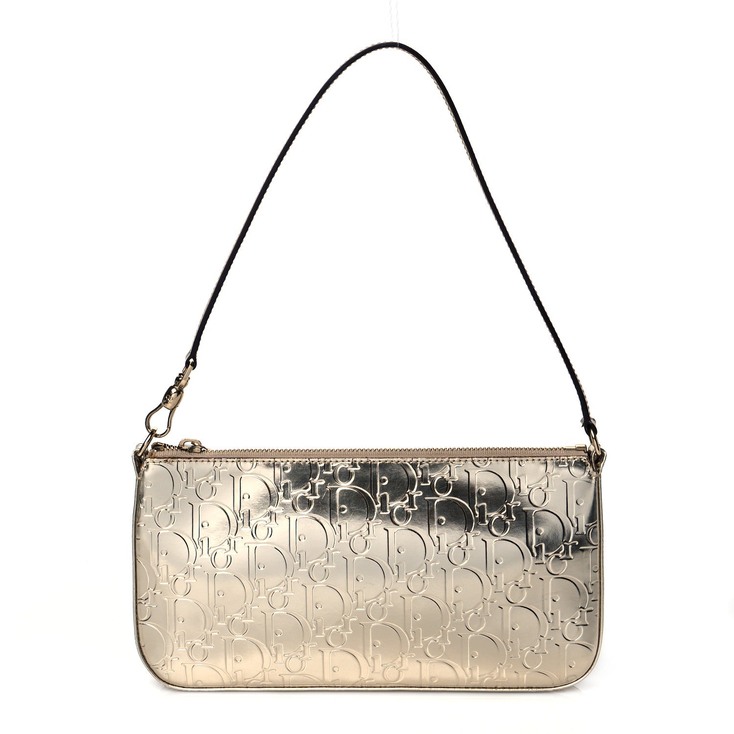 Christian Dior Metallic Patent Monogram Shoulder Bag Light Gold 1 of 10
