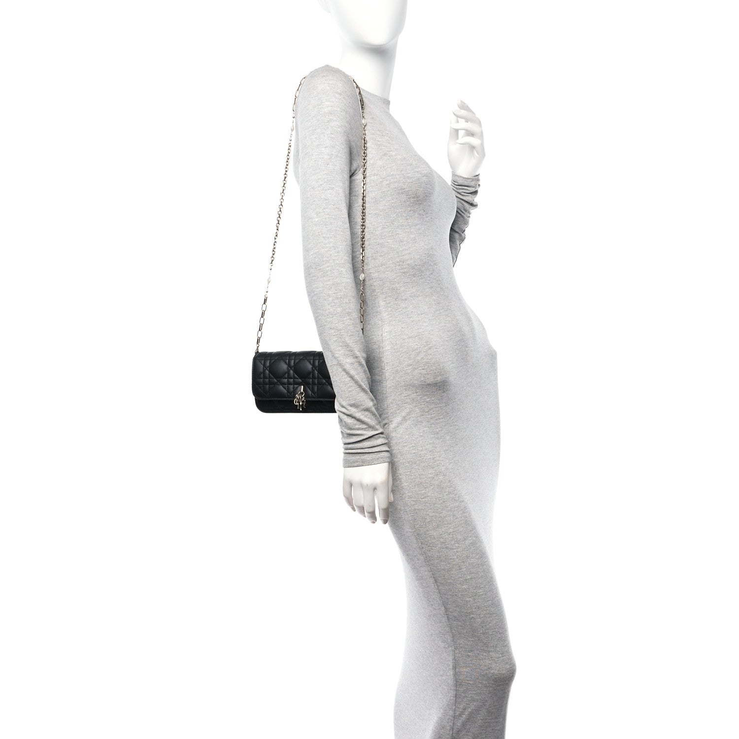 Christian Dior Lambskin Cannage Dior Talk Phone Pouch Black 2 of 10