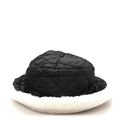 Christian Dior Nylon Shearling Cannage D-Bobby Bucket Hat 59 Black Ecru 3 of 8