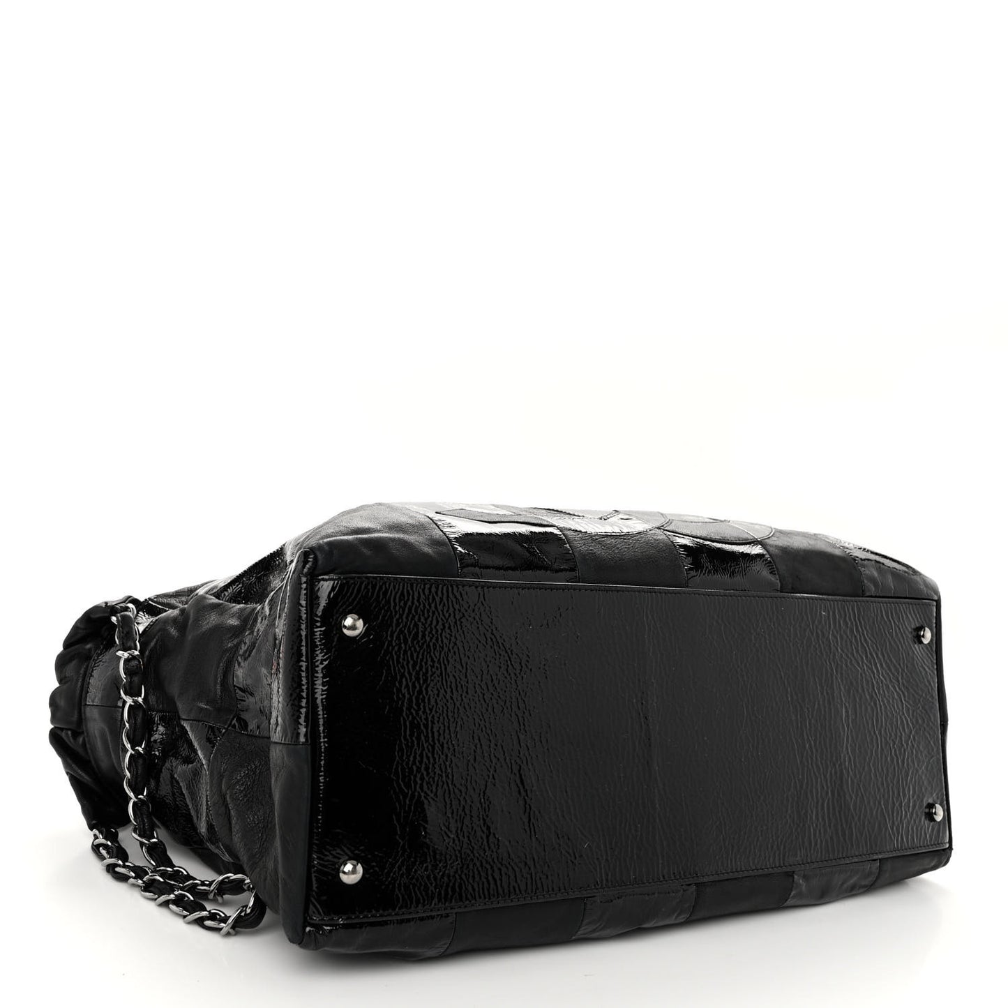 Lambskin Patent Calfskin Brooklyn Patchwork Hobo Black