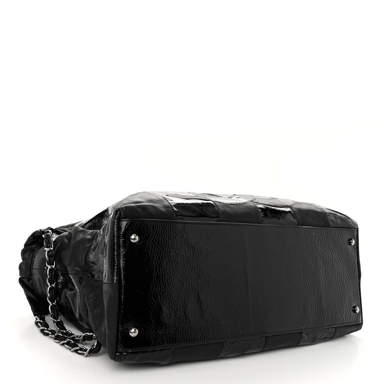 Chanel Lambskin Patent Calfskin Brooklyn Patchwork Hobo Black 4 of 11