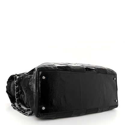 Chanel Lambskin Patent Calfskin Brooklyn Patchwork Hobo Black 4 of 11