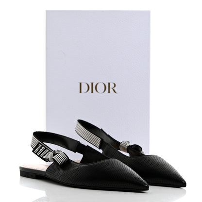 Christian Dior Perforated Supple Lambskin Cotton Ribbon Dior Toujours Slingback Flats 41 Black 9 of 9