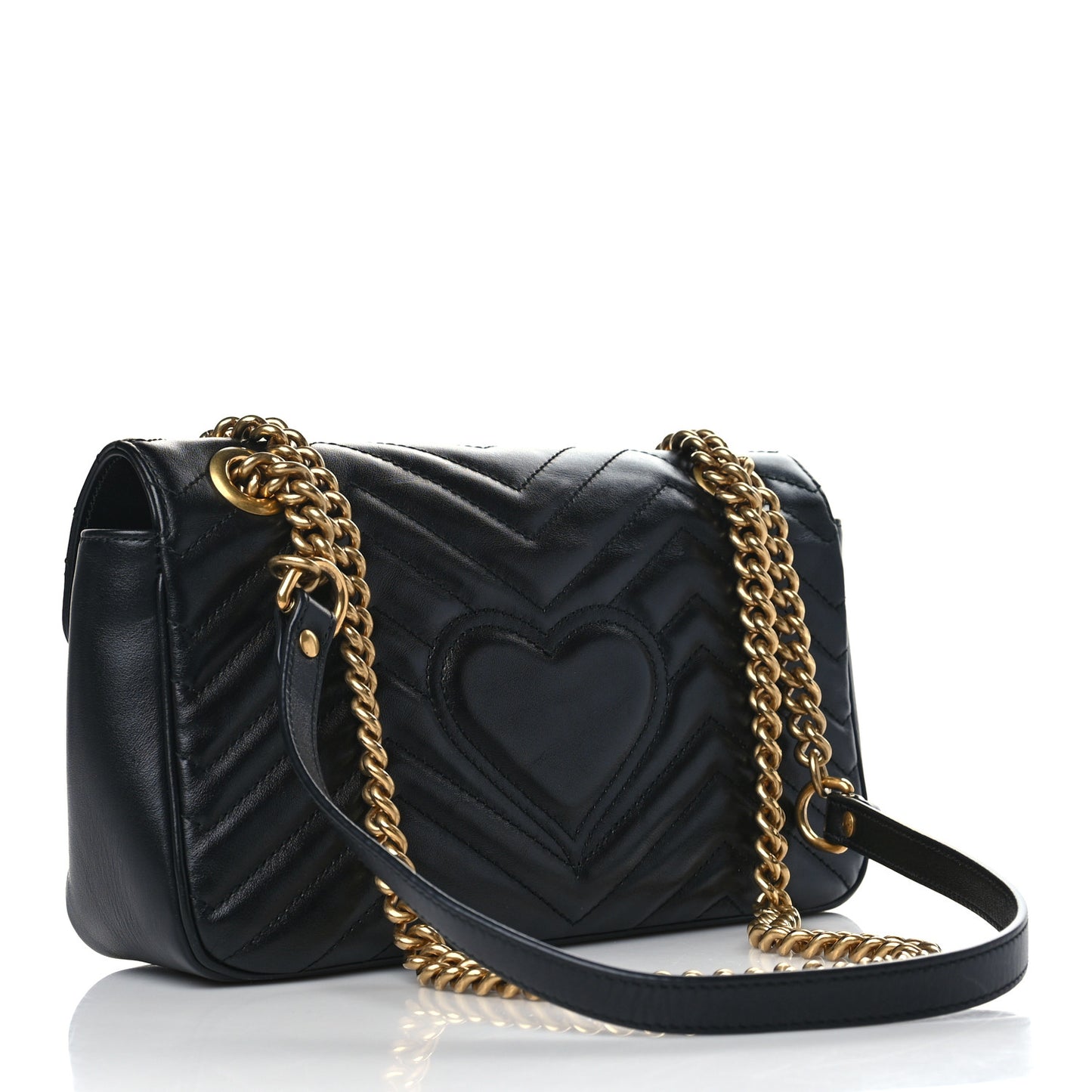 Calfskin Matelasse Small GG Marmont Shoulder Bag Black