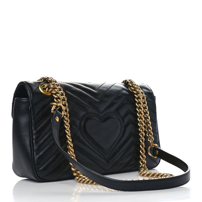 Gucci Calfskin Matelasse Small GG Marmont Shoulder Bag Black 3 of 9