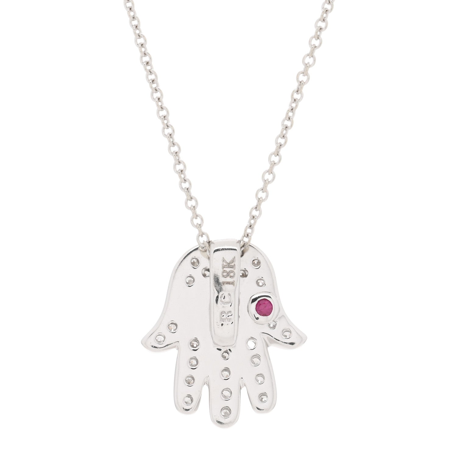 Roberto Coin 18K White Gold Diamond Hamsa Pendant Necklace 4 of 4