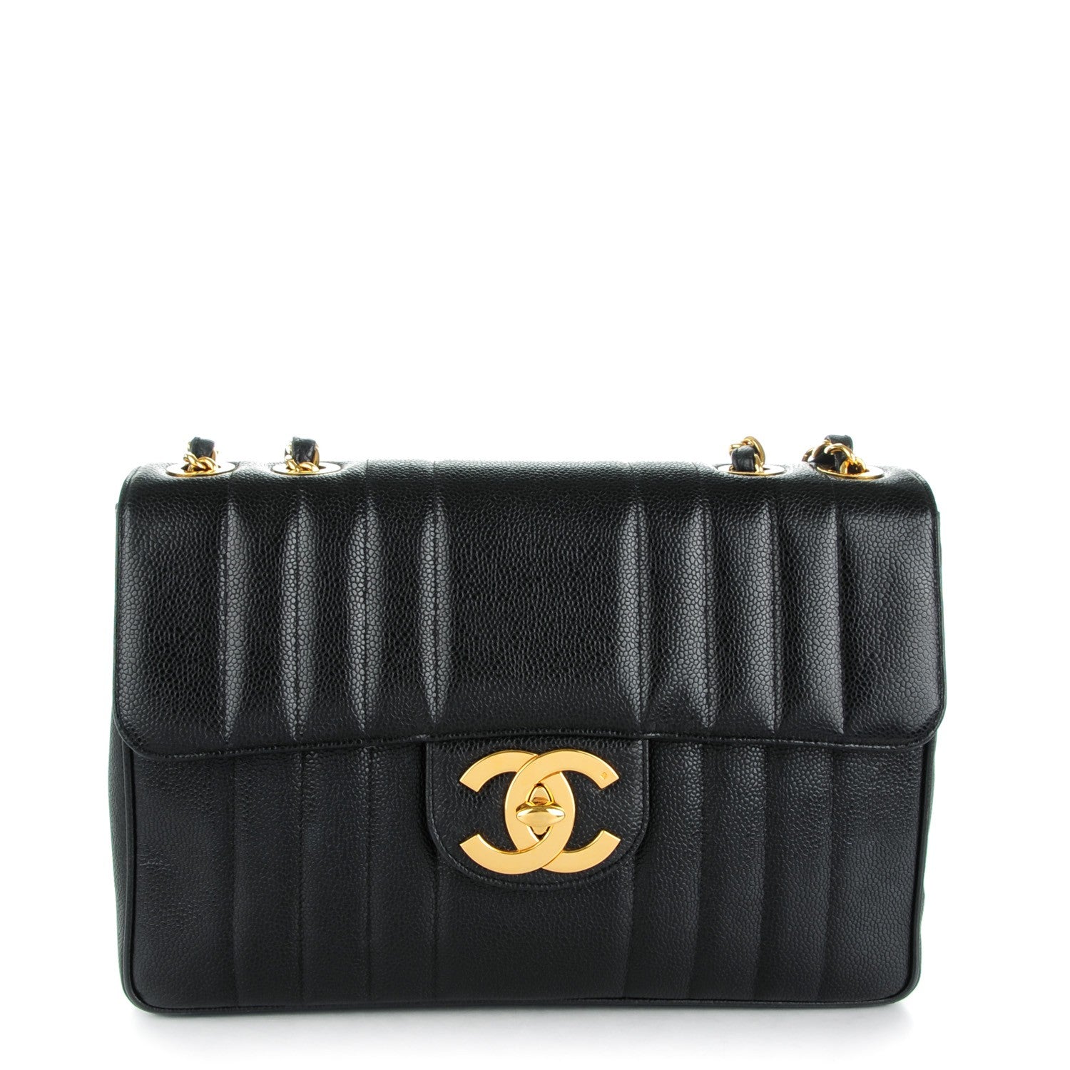 Chanel Caviar Vertical Quilt Jumbo Flap Black 1 of 9