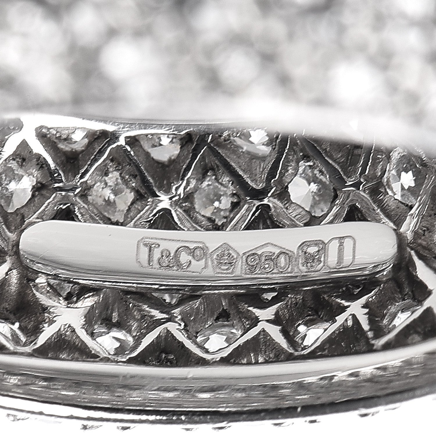 Tiffany Platinum Diamond Five Row Etoile Band Ring 54 7 4 of 5